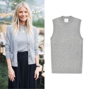 New GWYN Yun Cashmere Silk Shell Sleeveless Sweater Vest in Grey